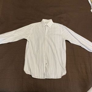 White long sleeve button w/ cream colored stripes